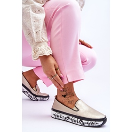 S.Barski Zapatillas Deportivas De Mujer De Piel Sin Cordones Ottavia Dorada dorado 4