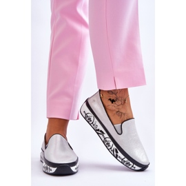 S.Barski Zapatillas Mujer Slip-On de Piel Plata Ottavia 4