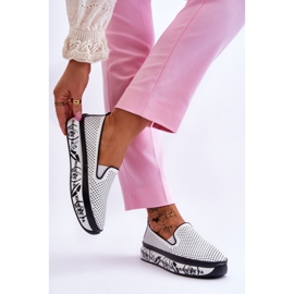 S.Barski Zapatillas Slip-On Mujer Piel Calada Blanco Sorito 2