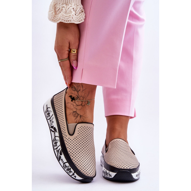 S.Barski Deportivas Mujer Piel Calada Slip-On Beige Sorito 1