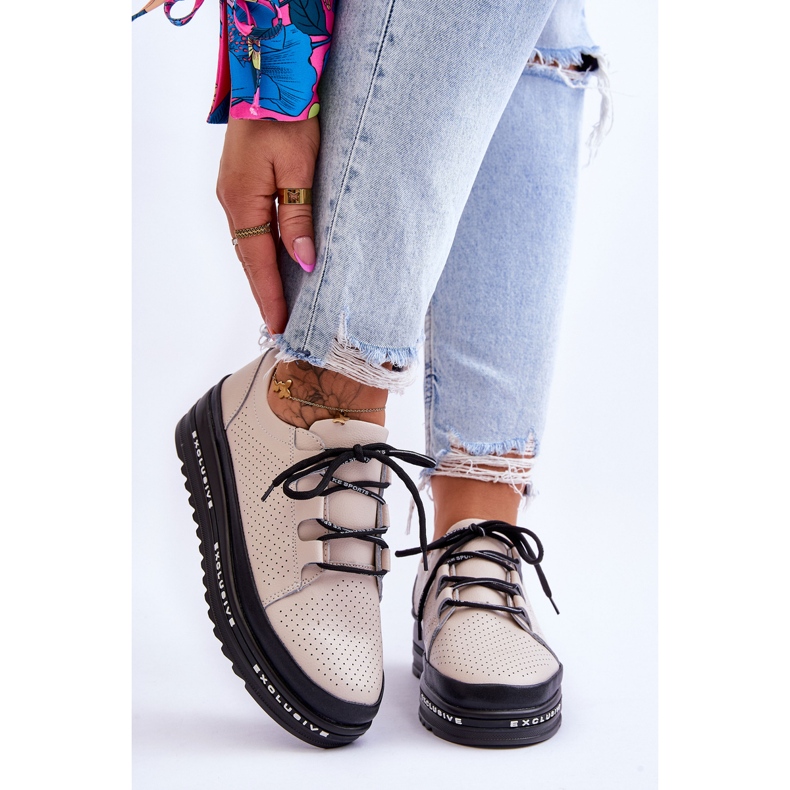 S.Barski Deportivas Piel Caladas Beige Leonor 1