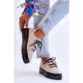 S.Barski Deportivas Piel Caladas Beige Leonor 2