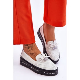 S.Barski Zapatillas Deportivas De Cuero Sin Cordones Para Mujer Cuervo Blanco 5