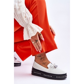 S.Barski Zapatillas Deportivas De Cuero Sin Cordones Para Mujer Cuervo Blanco 7