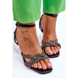 S.Barski Sandalias En Una Barra Transparente Black Randy negro 7