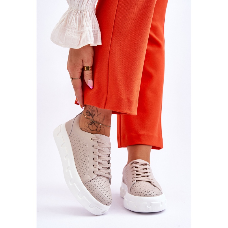 S.Barski Deportivas Piel Plataforma Chunky Beige Montigo 1