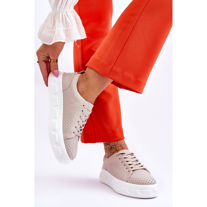 S.Barski Deportivas Piel Plataforma Chunky Beige Montigo 2