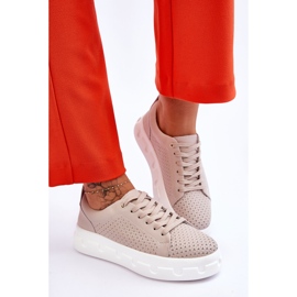 S.Barski Deportivas Piel Plataforma Chunky Beige Montigo 4