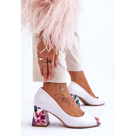 Lewski Shoes Zapatos De Salón De Piel Con Tacón Decorativo Leski Shoes 2608/K Guisantes Blancos 7