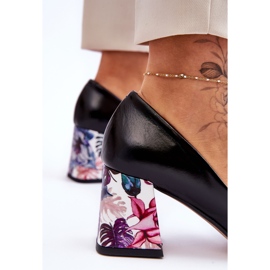 Lewski Shoes Zapatos De Salón De Piel Con Tacón Decorativo Leski Shoes 2608/K Negro 7