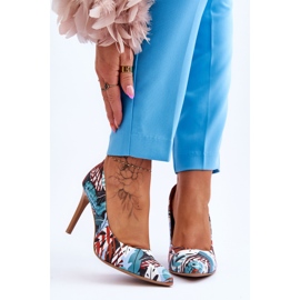 Lewski Shoes Zapatos Leski de Tacón Alto de Cuero de Moda 2659 Verde-Azul multicolor 1