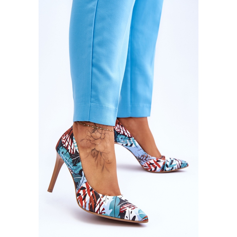 Lewski Shoes Zapatos Leski de Tacón Alto de Cuero de Moda 2659 Verde-Azul multicolor 2