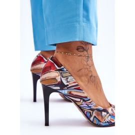 Lewski Shoes Zapatos de tacón alto de cuero de moda Lewski 2659 Negro y azul multicolor 7