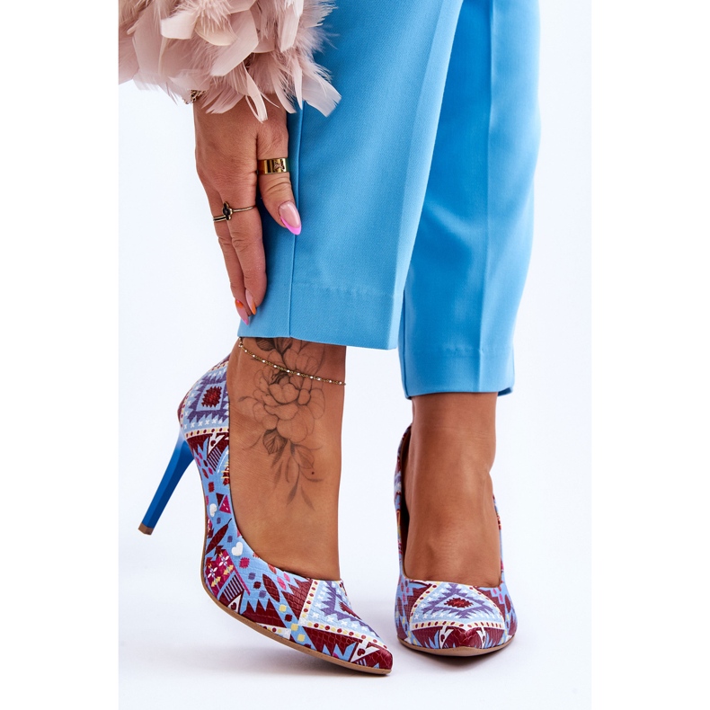 Lewski Shoes Zapatos Leski De Tacón Alto De Cuero De Moda 2659 Azul-Rojo multicolor 1