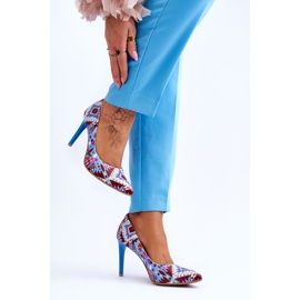 Lewski Shoes Zapatos Leski De Tacón Alto De Cuero De Moda 2659 Azul-Rojo multicolor 7