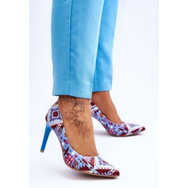 Lewski Shoes Zapatos Leski De Tacón Alto De Cuero De Moda 2659 Azul-Rojo multicolor 3