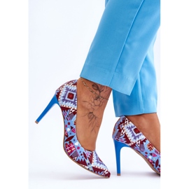 Lewski Shoes Zapatos Leski De Tacón Alto De Cuero De Moda 2659 Azul-Rojo multicolor 4