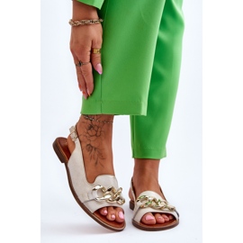 Sandalias Mujer Piel Lewski Shoes 3230 Beige-Oro marrón 1