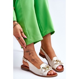 Sandalias Mujer Piel Lewski Shoes 3230 Beige-Oro marrón 6