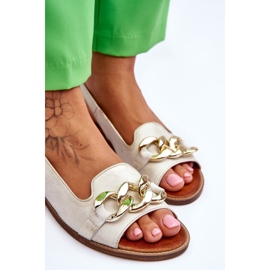 Sandalias Mujer Piel Lewski Shoes 3230 Beige-Oro marrón 4