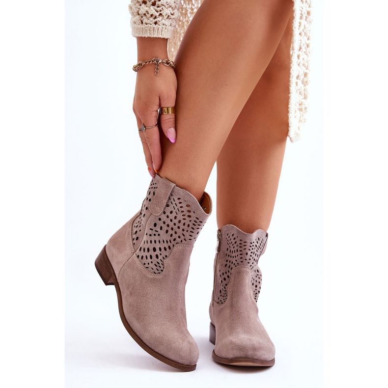 Lewski Shoes Botas Mujer Ante Calado Leski Shoes 3301 Cappuccino marrón 1