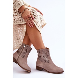 Lewski Shoes Botas Mujer Ante Calado Leski Shoes 3301 Cappuccino marrón 4