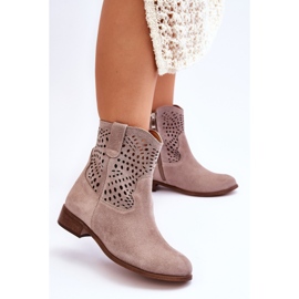 Lewski Shoes Botas Mujer Ante Calado Leski Shoes 3301 Cappuccino marrón 3