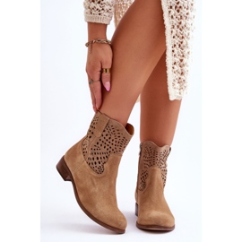 Lewski Shoes Botas Mujer Ante Calado Leski Shoes 3301 Beige 1