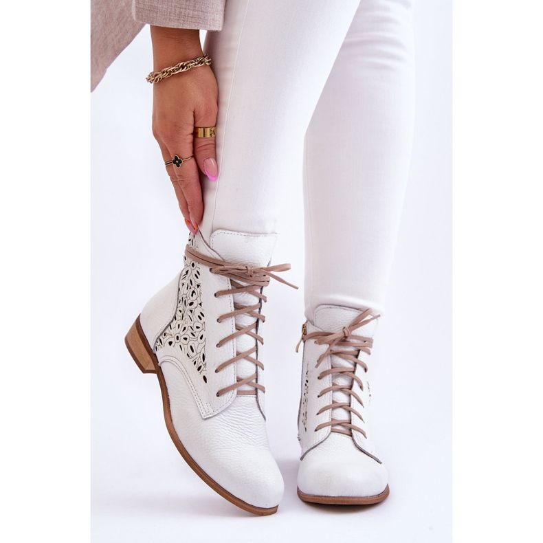 Lewski Shoes Botas Mujer Piel Cremallera Left Shoes 3186 White Peas blanco 1