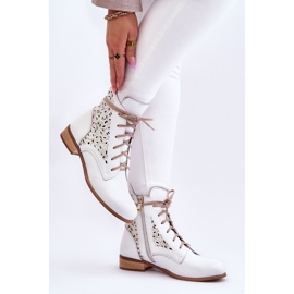 Lewski Shoes Botas Mujer Piel Cremallera Left Shoes 3186 White Peas blanco 3