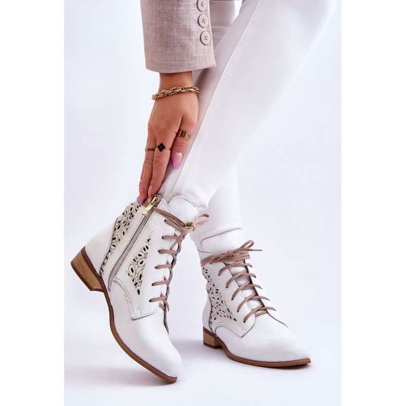 Lewski Shoes Botas Mujer Piel Cremallera Left Shoes 3186 White Peas blanco 2