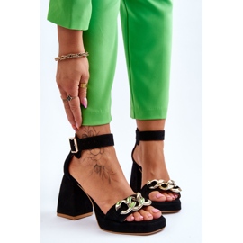 Lewski Shoes Sandalias de ante para mujer con tacones masivos Leski Shoes 3207 Negro 1 Lewski Shoes Sandalias de ante para mujer con tacones masivos Leski Shoes 3207 Negro 1