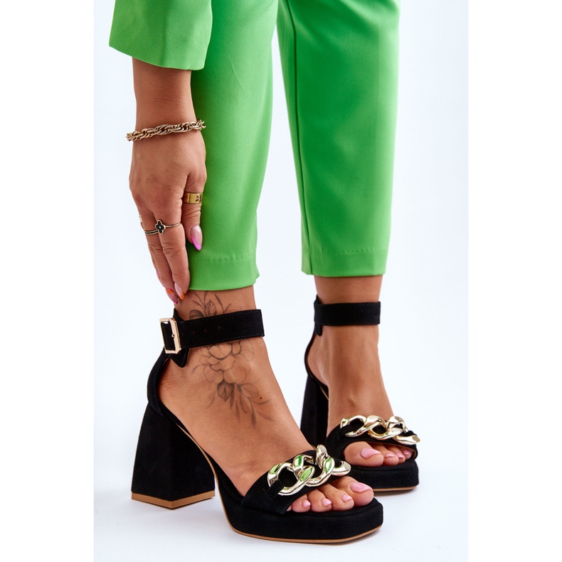 Lewski Shoes Sandalias de ante para mujer con tacones masivos Leski Shoes 3207 Negro 1 Lewski Shoes Sandalias de ante para mujer con tacones masivos Leski Shoes 3207 Negro 1