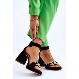 Lewski Shoes Sandalias de ante para mujer con tacones masivos Leski Shoes 3207 Negro 2 Lewski Shoes Sandalias de ante para mujer con tacones masivos Leski Shoes 3207 Negro 2