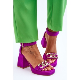 Lewski Shoes Sandalias De Mujer De Ante Con Tacón Masivo Leski Shoes 3207 Fucsia rosado 4