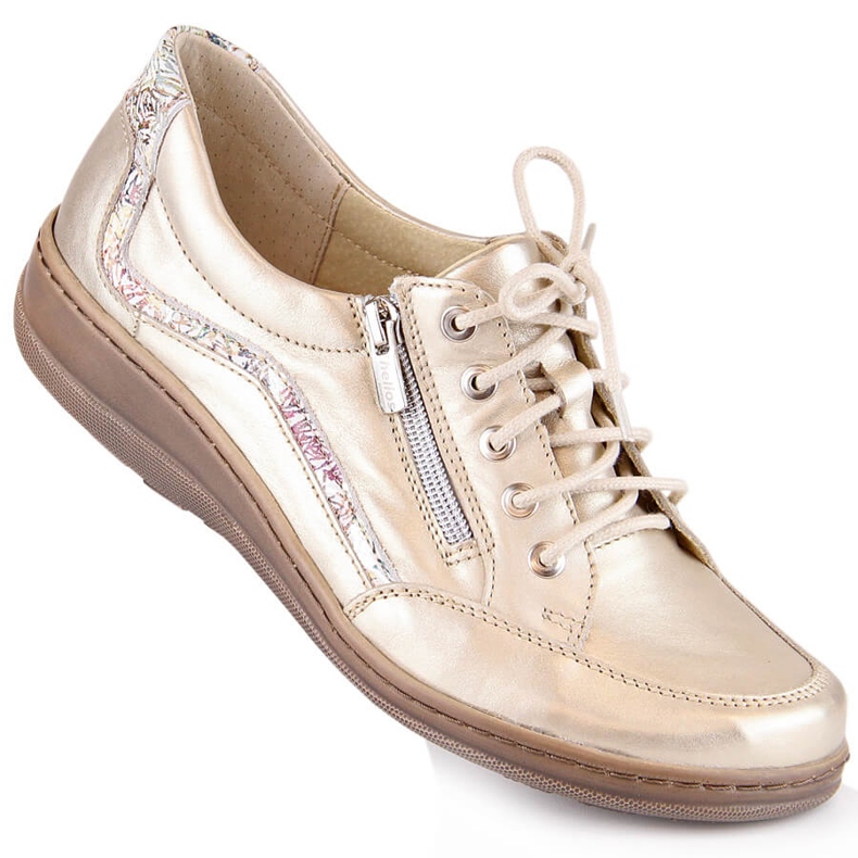 Zapatos mujer piel comodos dorado Helios 411 1