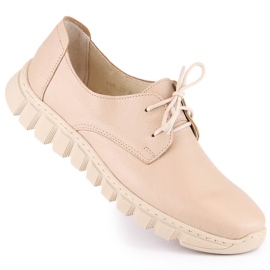 Zapatos cómodos de piel para mujer beige claro Helios 417 1