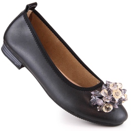 Bailarinas mujer tacón bajo en piel con cristales negro Filippo DP4527 1