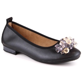 Bailarinas mujer tacón bajo en piel con cristales negro Filippo DP4527 2