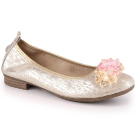 Bailarinas de mujer en piel con tacón bajo y cristales dorados Filippo DP4527 2