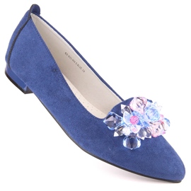 Bailarinas de mujer en ante azul con cristales T.Sokolski W23-464 2