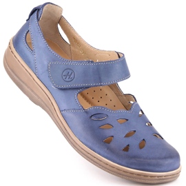 Zapato mujer cómodo piel calada con velcro azul Helios 4043 1 Zapato mujer cómodo piel calada con velcro azul Helios 4043 1