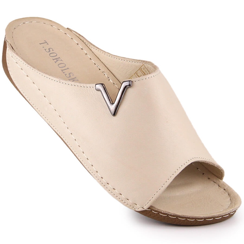 Babuchas mujer cuña piel beige T.Sokolski L22-301 1