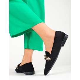 Mocasines mujer ante con cristales Shelovet negro 2