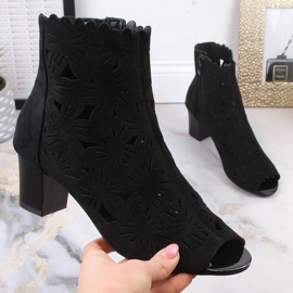 M. DASZYŃSKI Botas caladas primavera mujer peep toe negro M.Daszyński MR1954-10 4