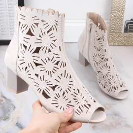 M. DASZYŃSKI Botas peep toe caladas primavera mujer beige M.Daszyński MR1954-10 4
