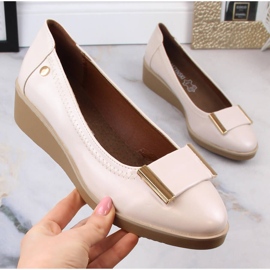 M. DASZYŃSKI Zapatos de salón mujer cuña beige M.Daszyński MR2265-4 4