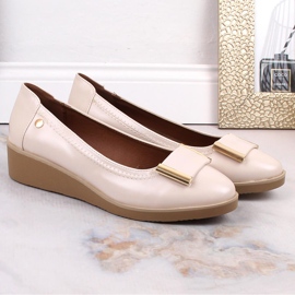 M. DASZYŃSKI Zapatos de salón mujer cuña beige M.Daszyński MR2265-4 5