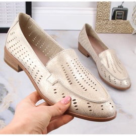 Zapatos mujer calados dorado brillante Potocki SZ12075 4