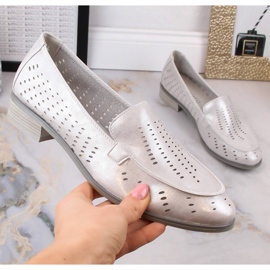 Zapatos mujer calados plata brillo Potocki SZ12075 4